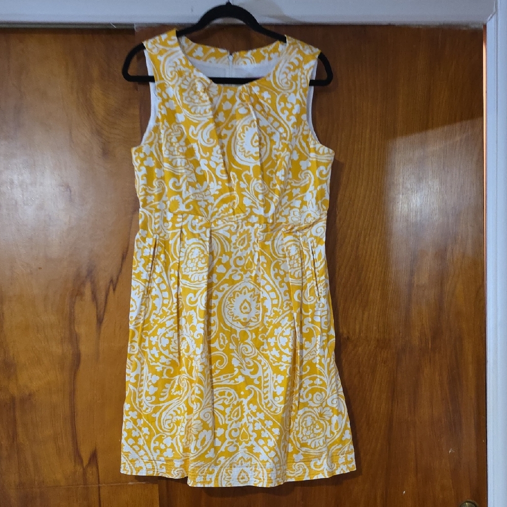 Eliza J Yellow and White Paisley Mini Dress